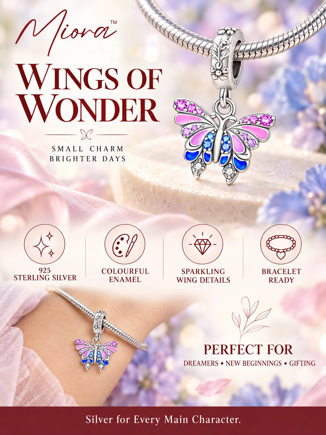 Butterfly Zirconia Charm A+ content
