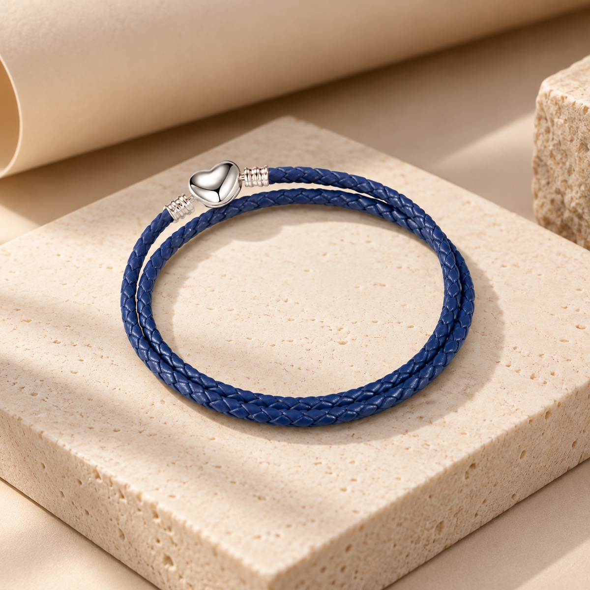 MIORA Braided Leather Wrap Bracelet Blue - MIO20250670