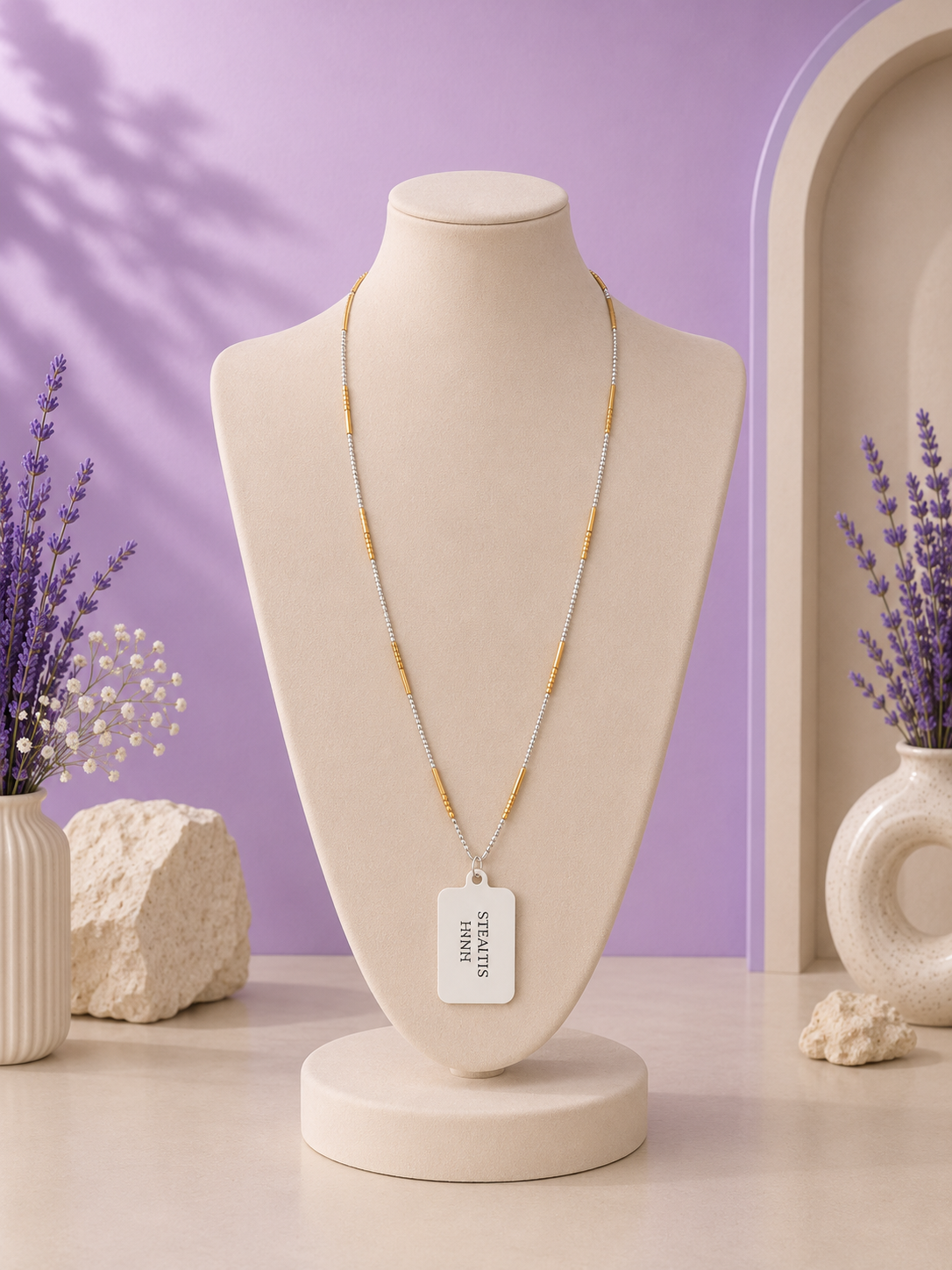 Tri-Tone Bead Chain Necklace