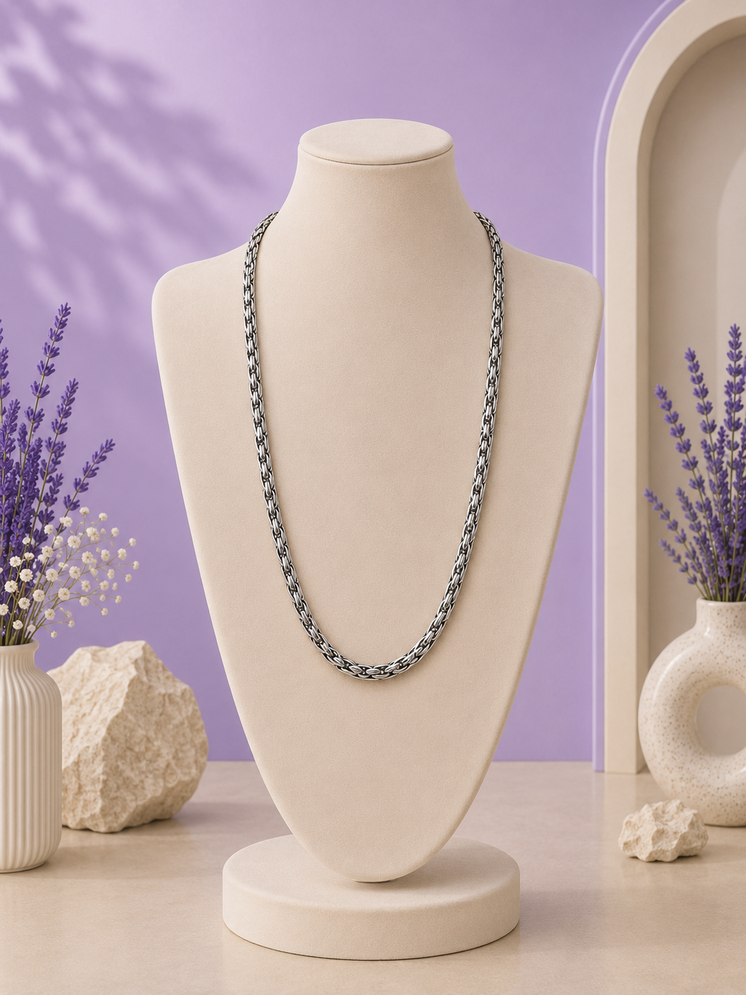 Oxidized Tribal Pattern Chain Necklace | Sterling Silver