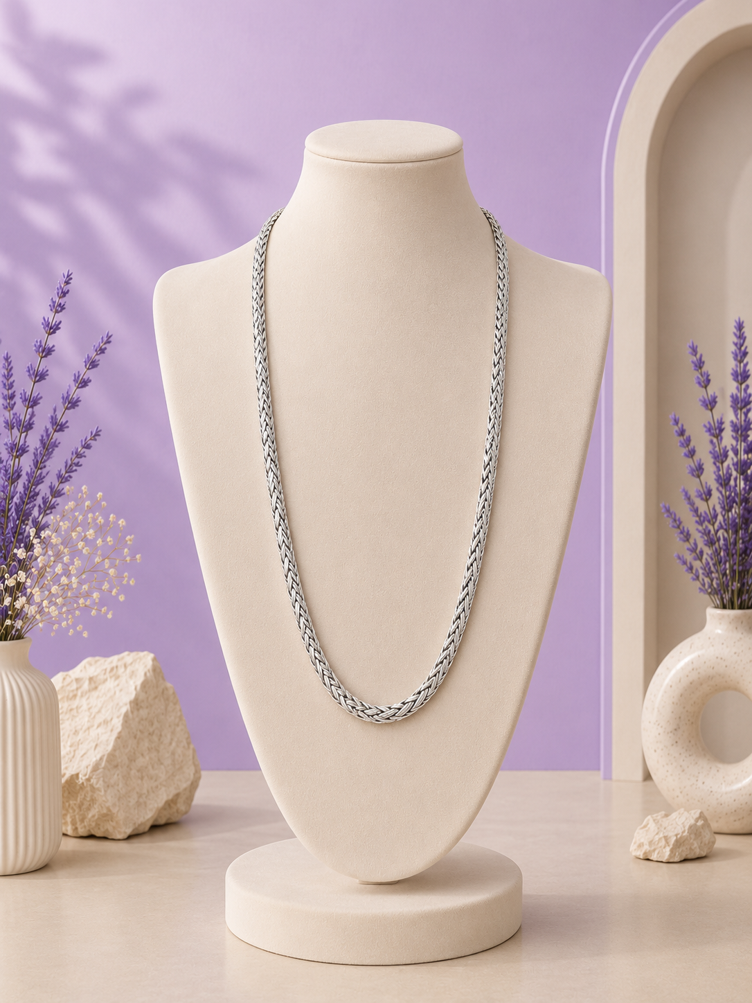 Oxidized Woven Chain Necklace | Bold Braided Design | Sterling Silver