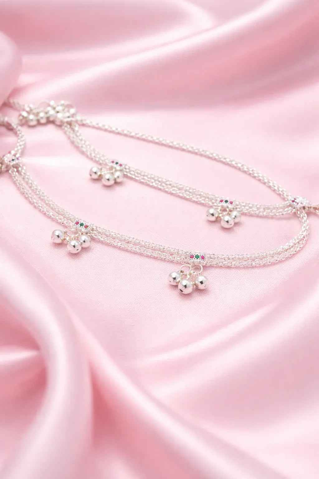 Teens Tiny Bells & Stone Anklets