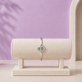 Silver Heart Duo Bangle with Green and White Stone Detailing