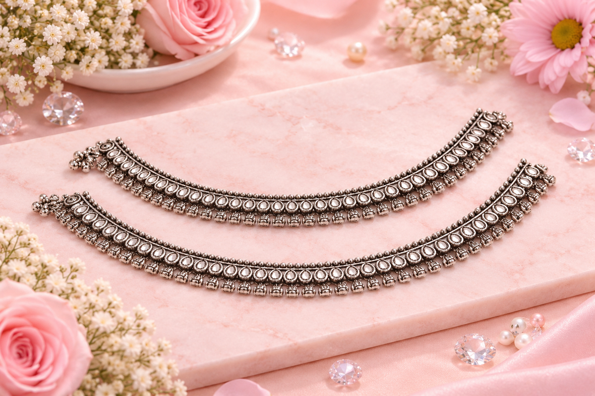 Vidya Oxidized Anklet