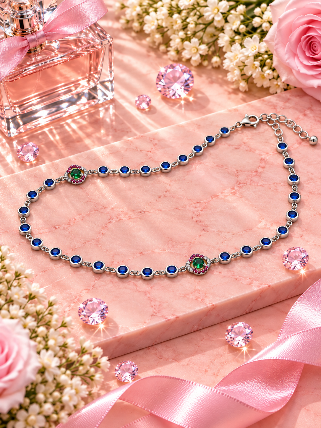 Blue-Fresh Zirconia Anklet