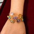 Multi Gemstone Open Cuff Bracelet 