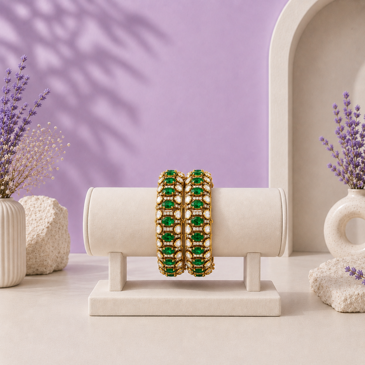 Emerald Polki Statement Bracelet