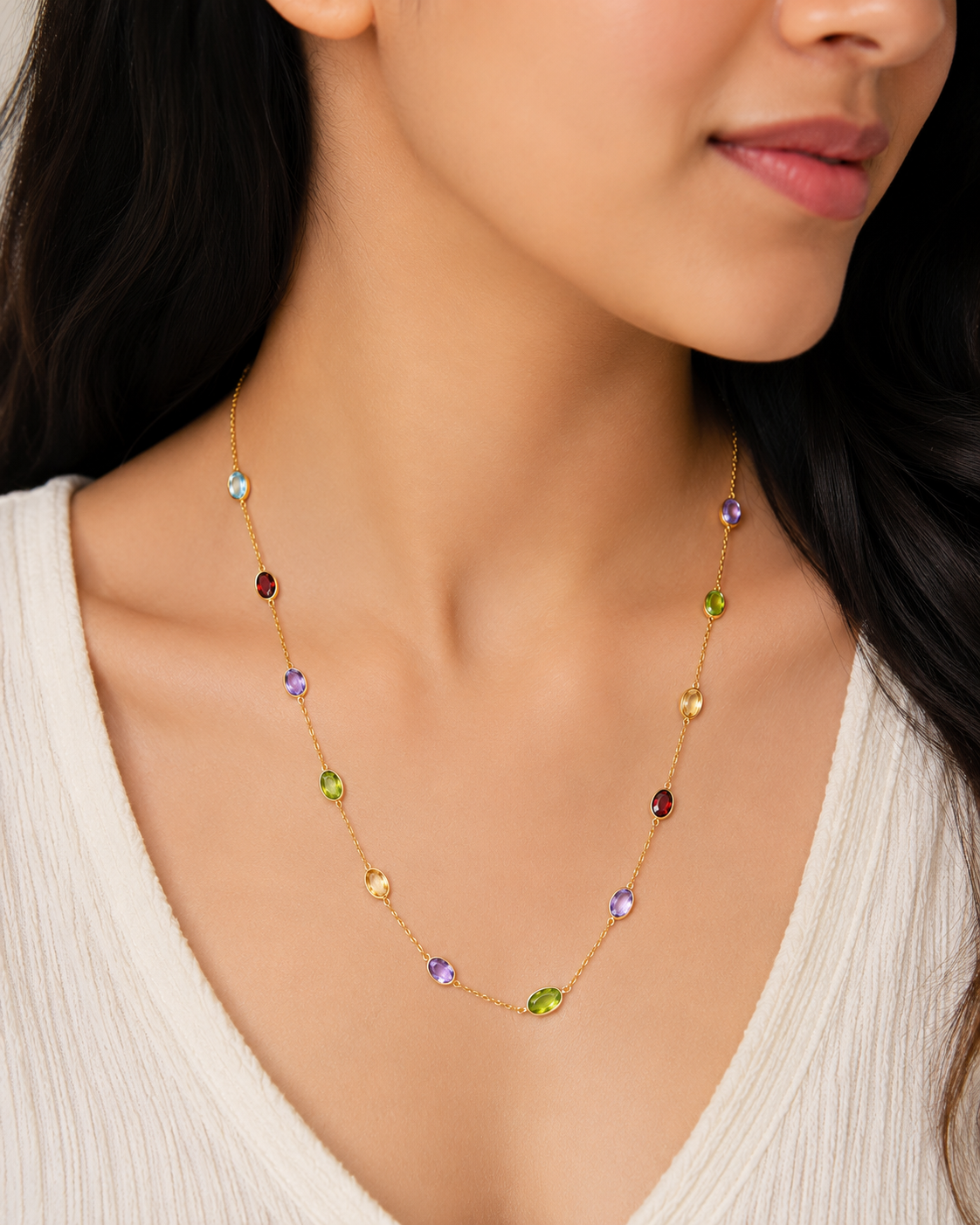 Amethyst, Minimal Stone Necklace