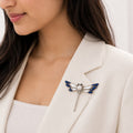 CZ, Sapphire Dragonfly Brooch
