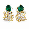 Polki Emerald Swan Earrings