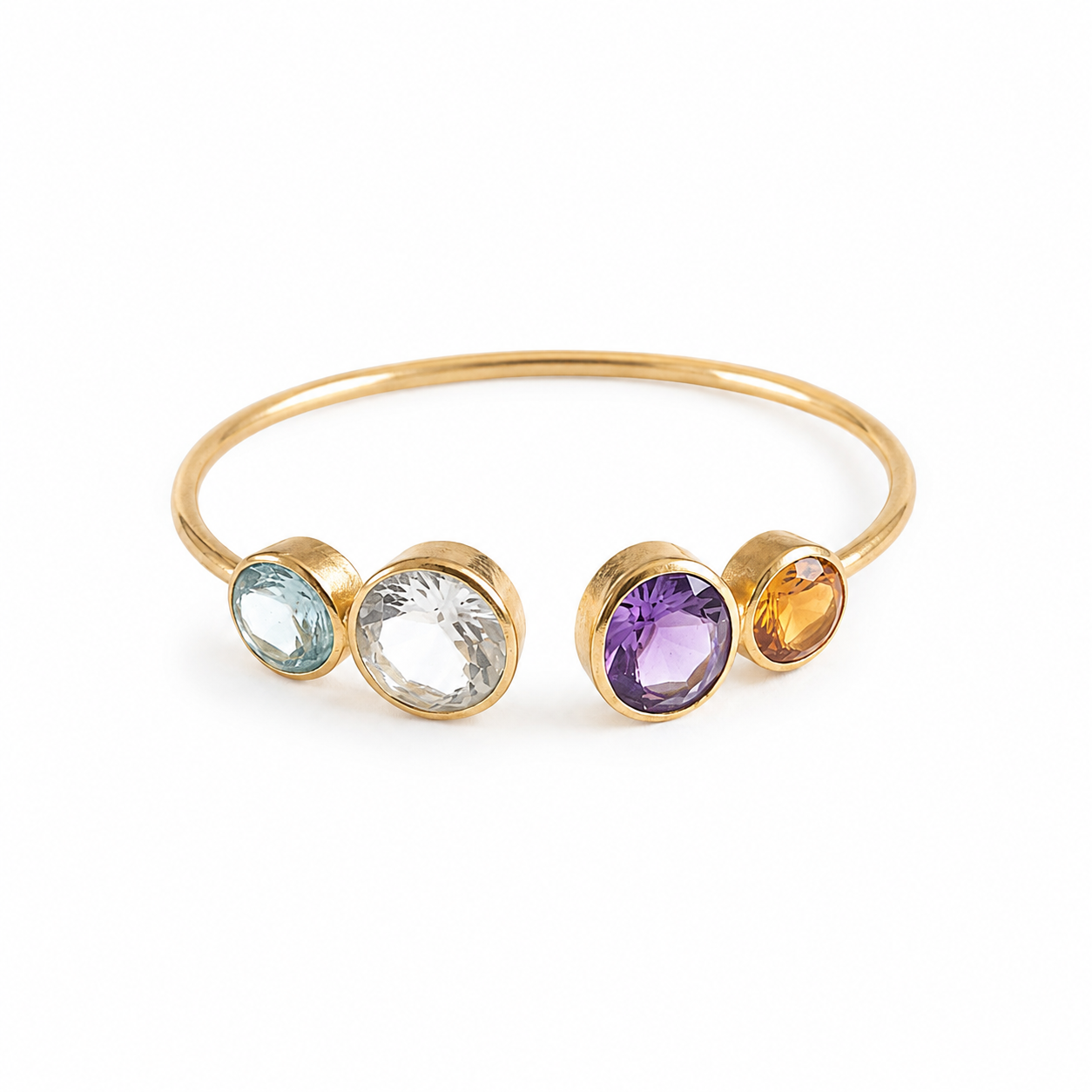 Natural Gemstone Open Cuff