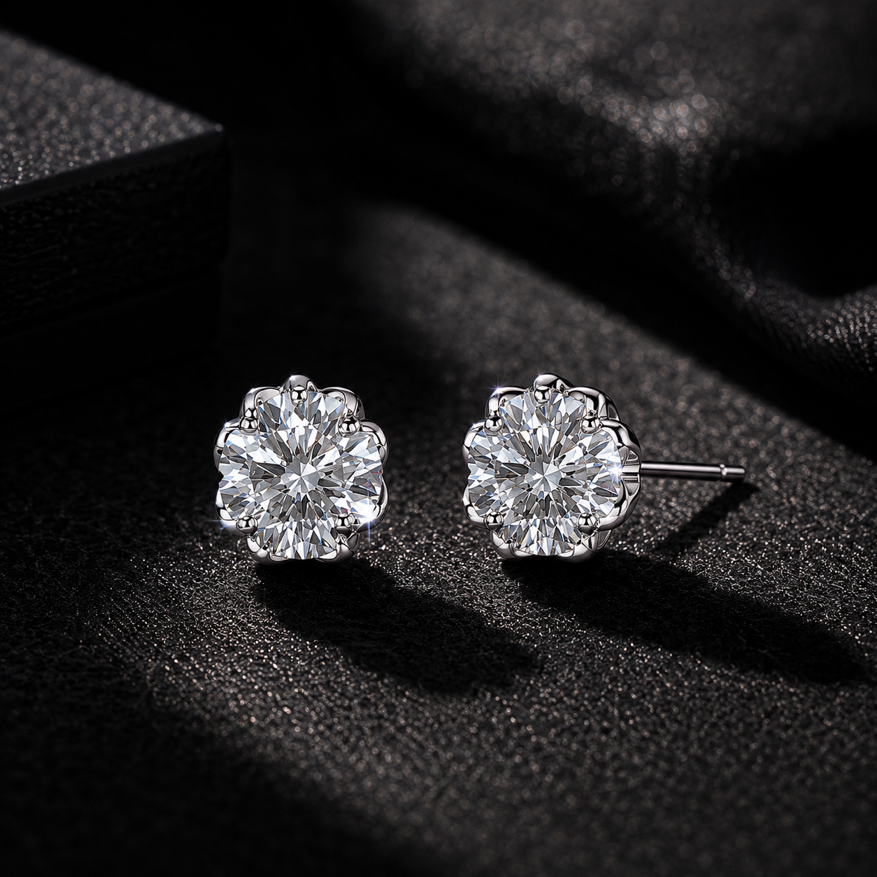 Onyx Edge Moissanite Stud