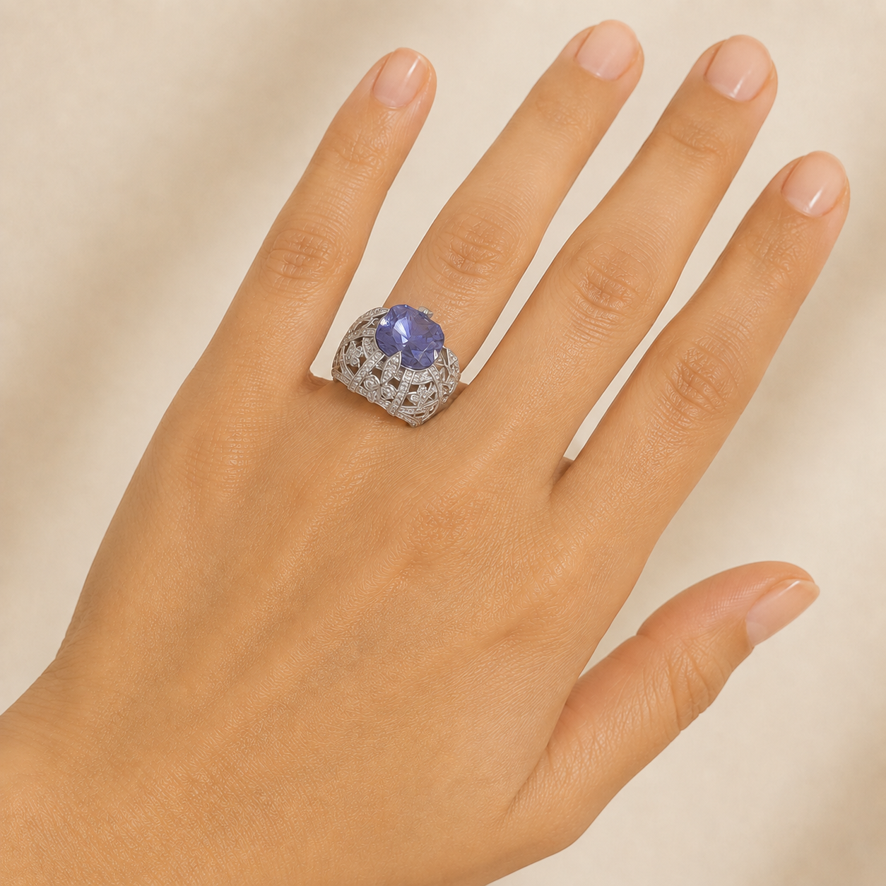 Royal Violet Zirconia Statement Ring