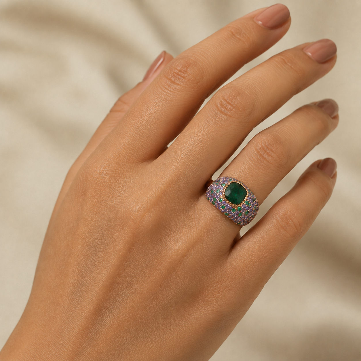 Multicolour Zirconia Statement Ring