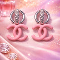 Pink Enamel Interlock Earrings - Miora