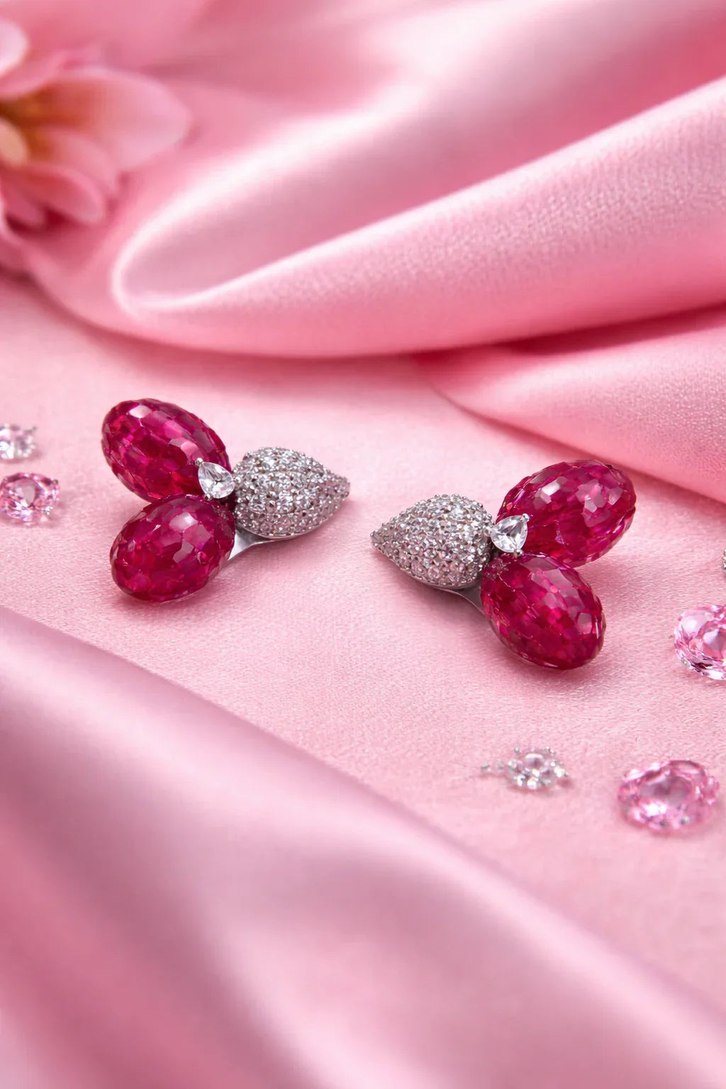 Ruby Floral Stud Earrings - Miora