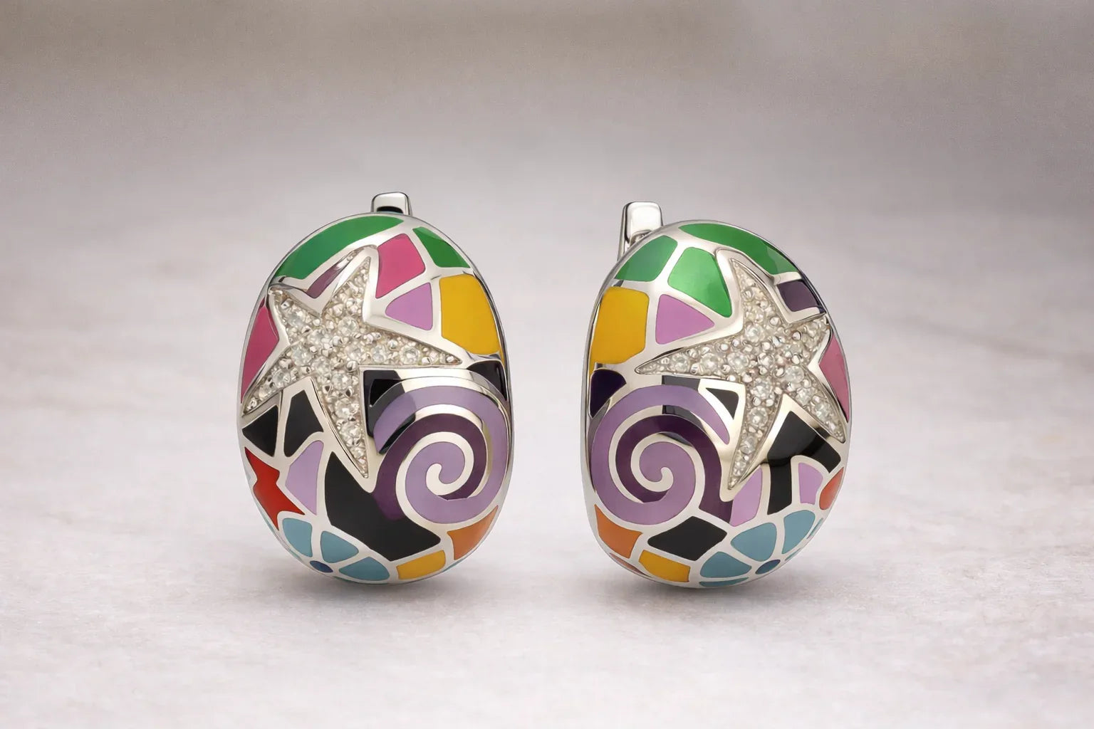 Starfish Multicolour Enamel Earrings - Miora