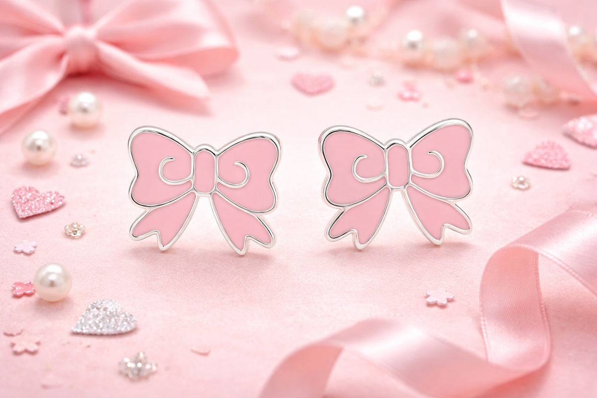 Pink Bow Studs
