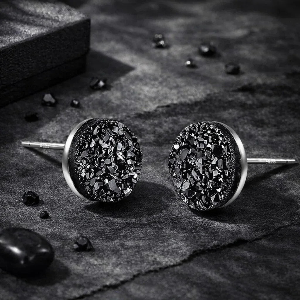 Black Crystal Stud Earrings - Miora