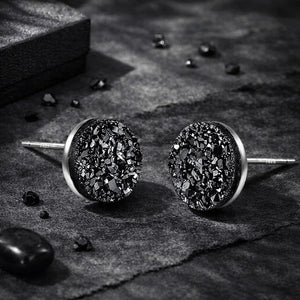 Black Crystal Stud Earrings - Miora