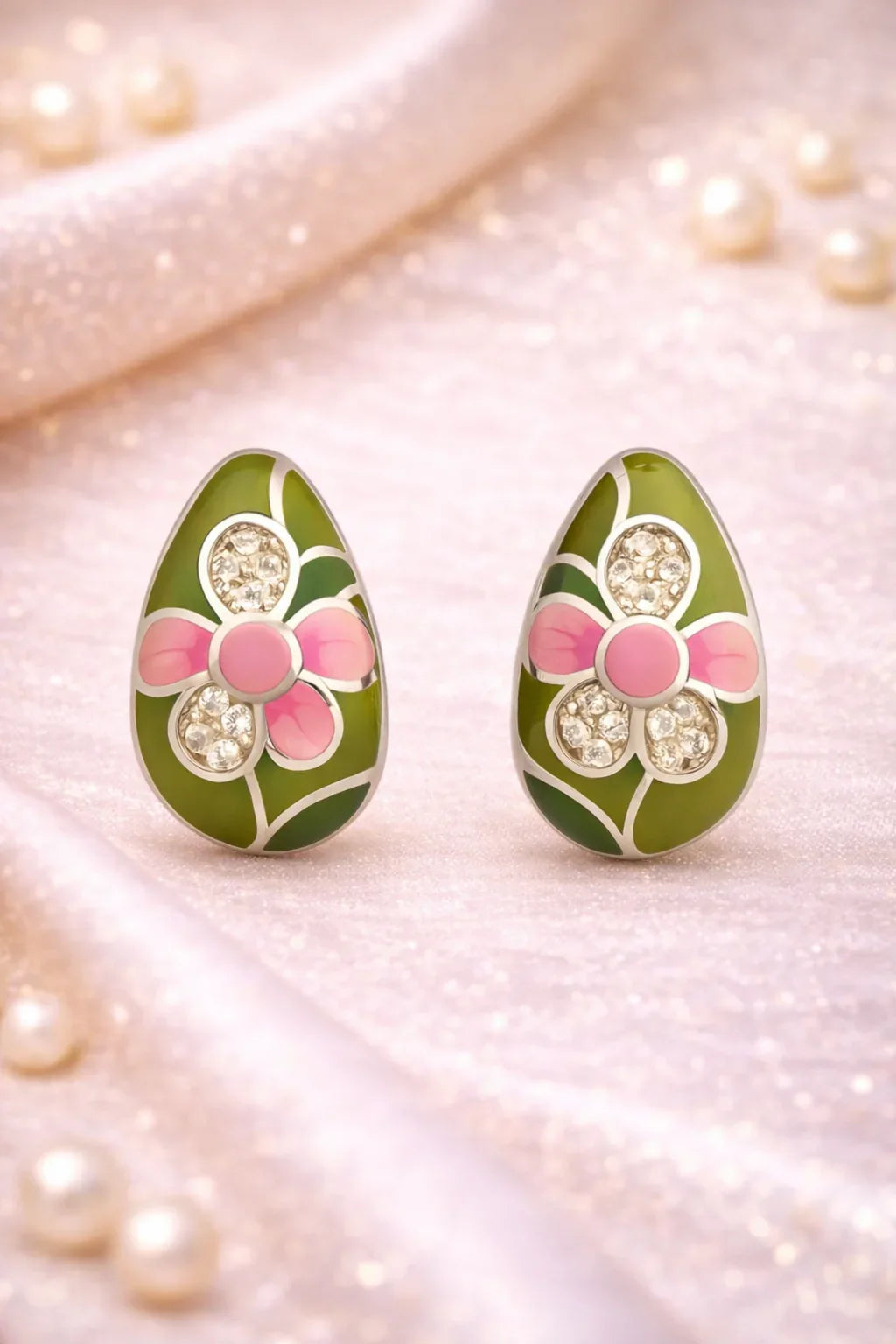 Enamel Floral Earrings - Miora