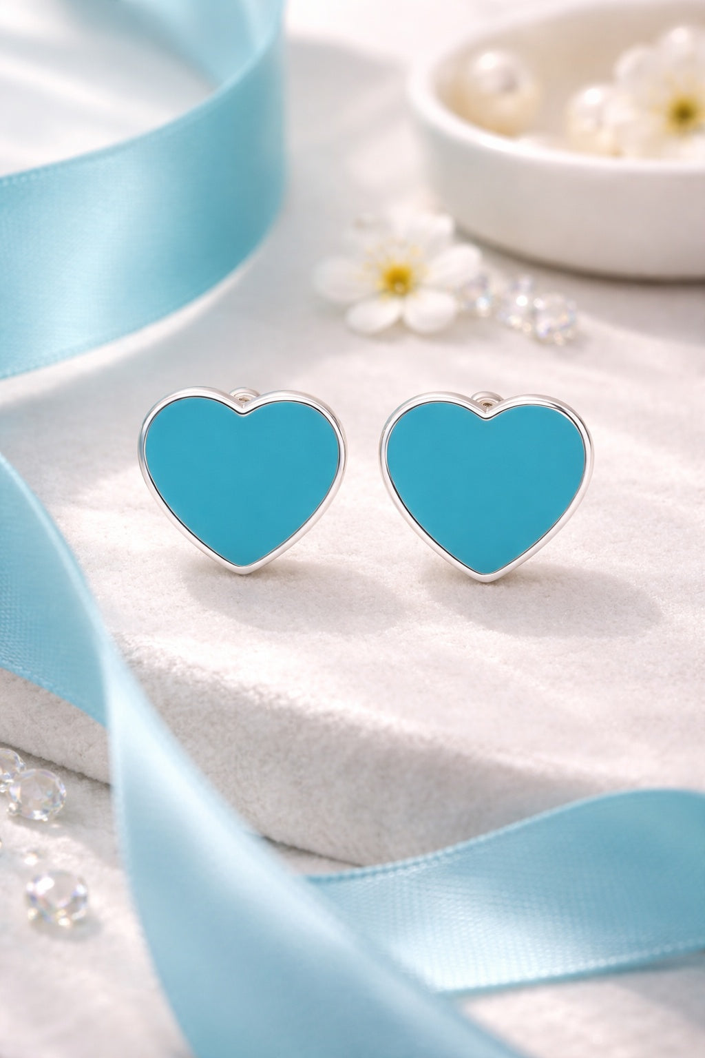Enamel Heart Studs