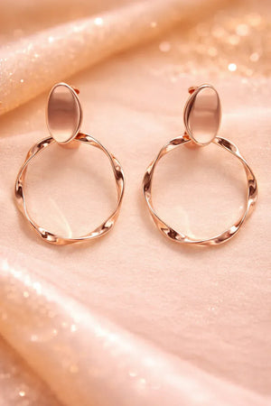 Rose Gold Plated Twisted Hoop Earrings - Miora