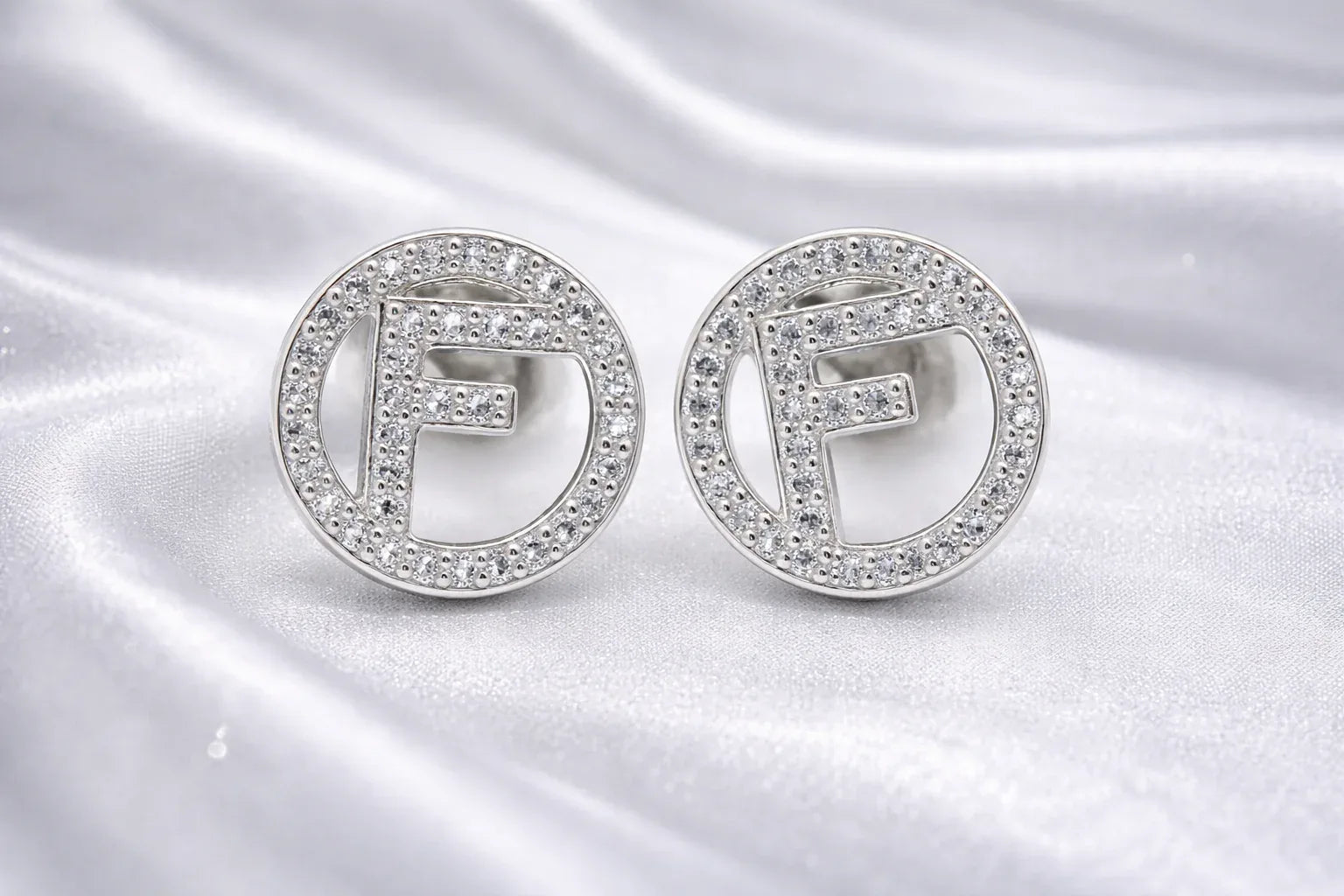 Brand inspired F Zirconia Stud Earrings - Miora