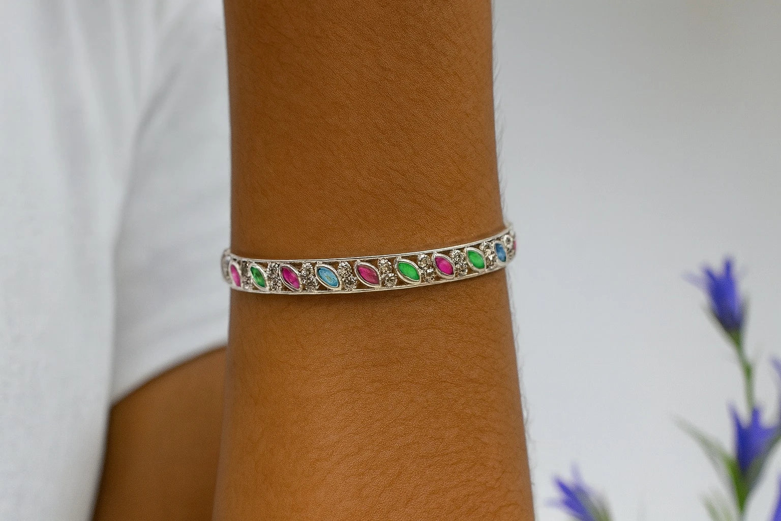 Multi-colour Marquise Gemstone Bangle