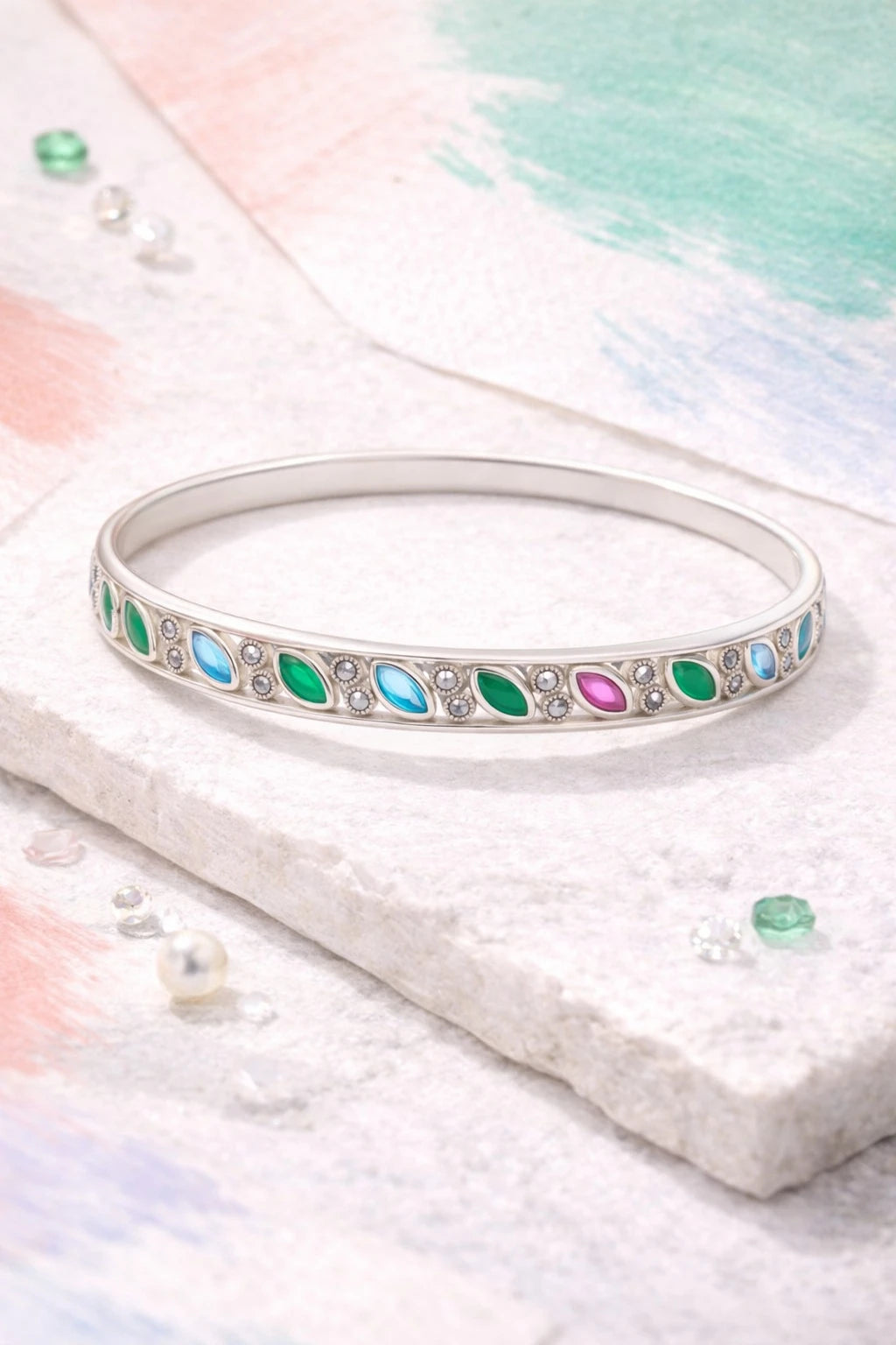 Multi-colour Marquise Gemstone Bangle
