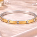 Screw Bangle With CZ Accents