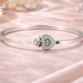 Silver Heart Duo Bangle with Green and White Stone Detailing