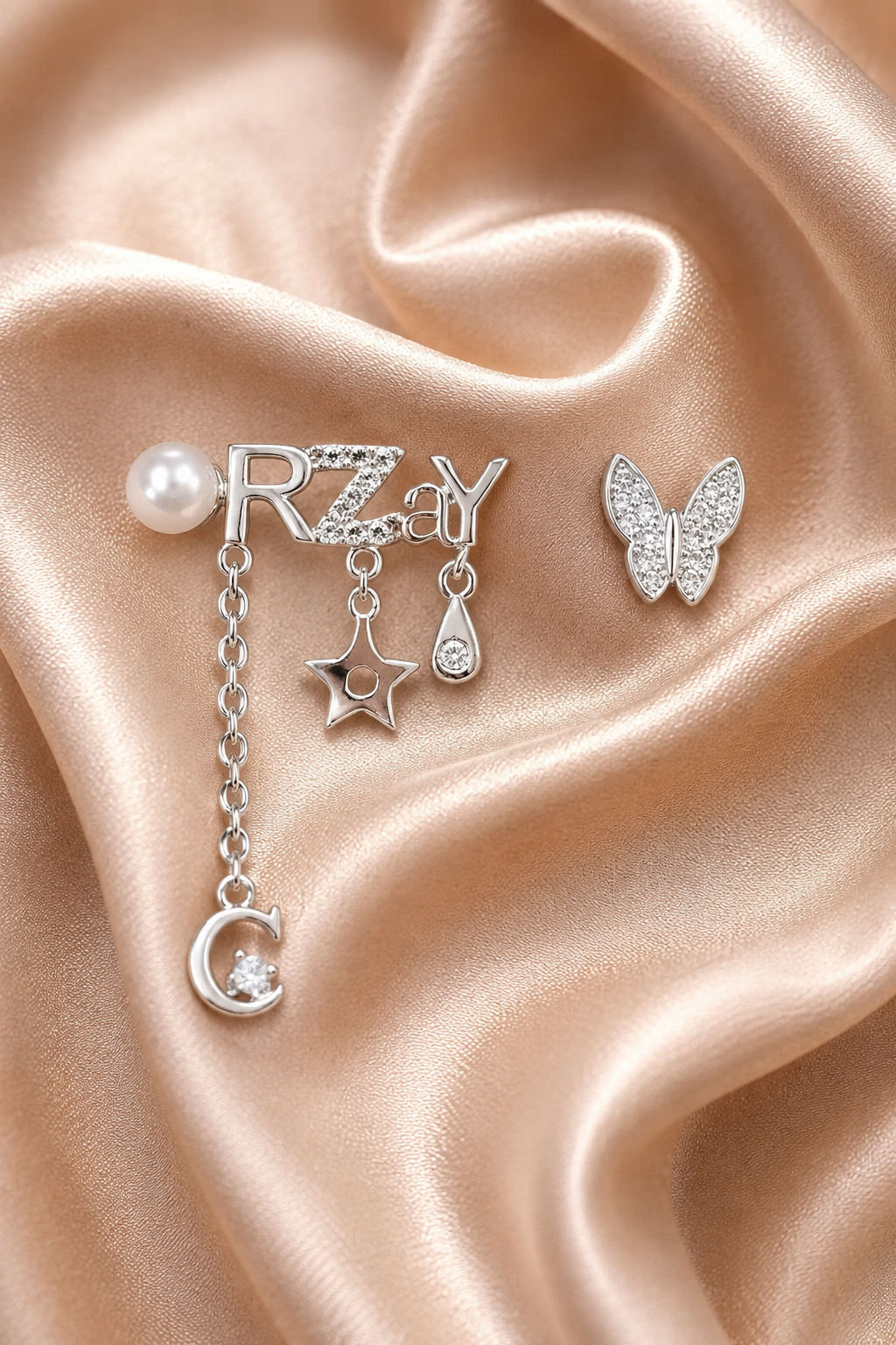 Mismatched “CRAZY” Butterfly Pearl Drop Earrings