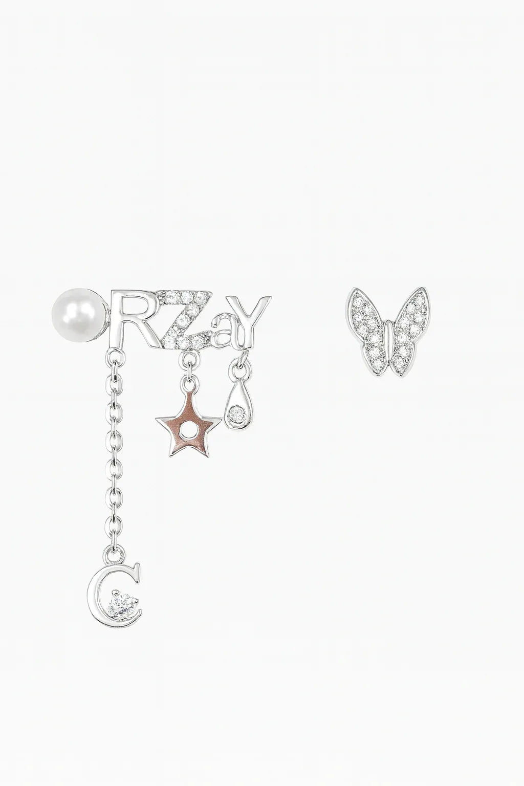 Mismatched “CRAZY” Butterfly Pearl Drop Earrings - Miora
