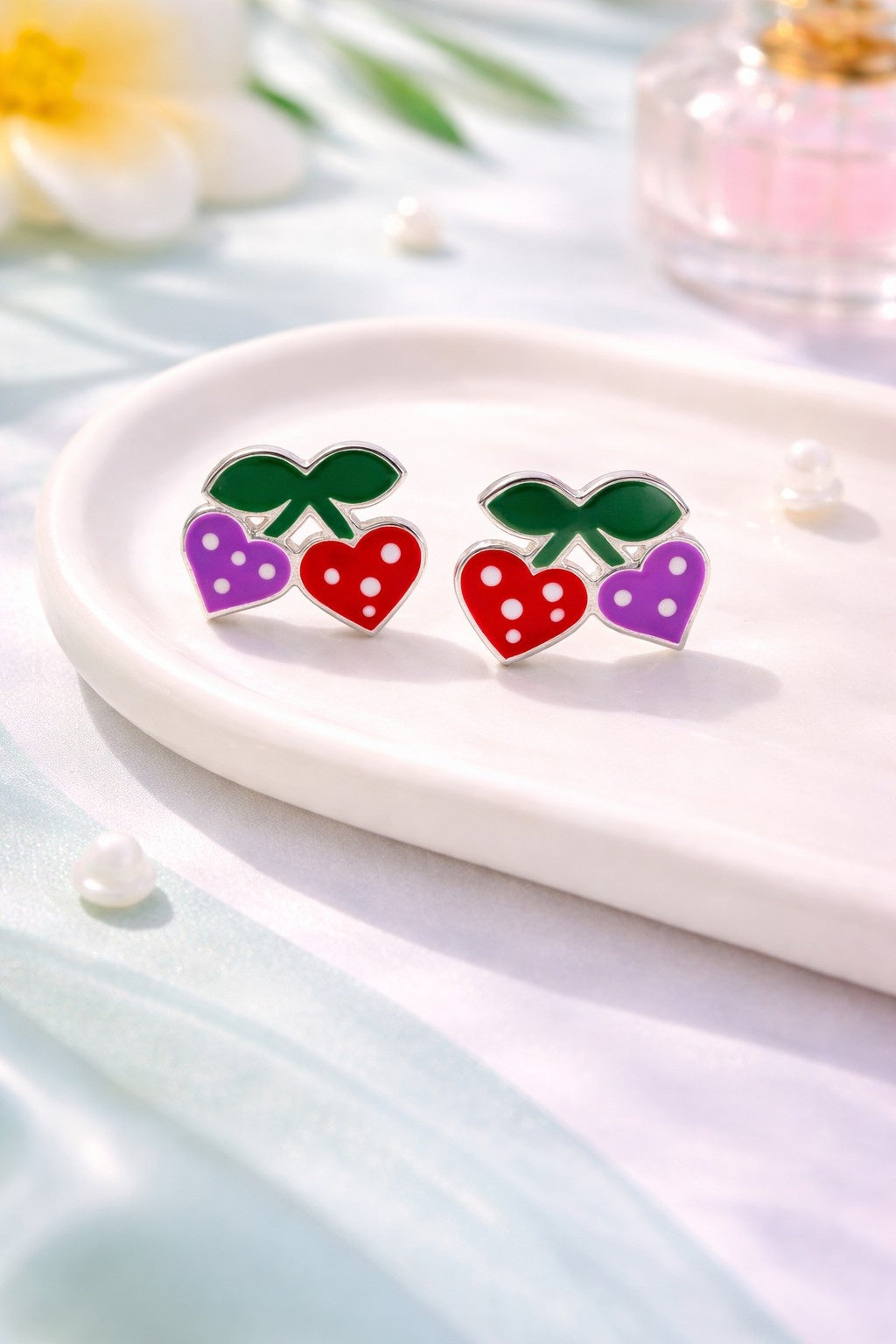 Red Strawberries Stud Earrings