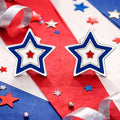 Blue White Star Stud Earrings