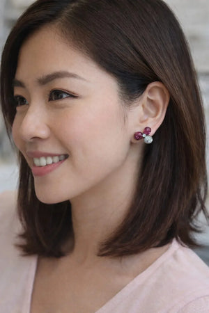 Ruby Floral Stud Earrings - Miora