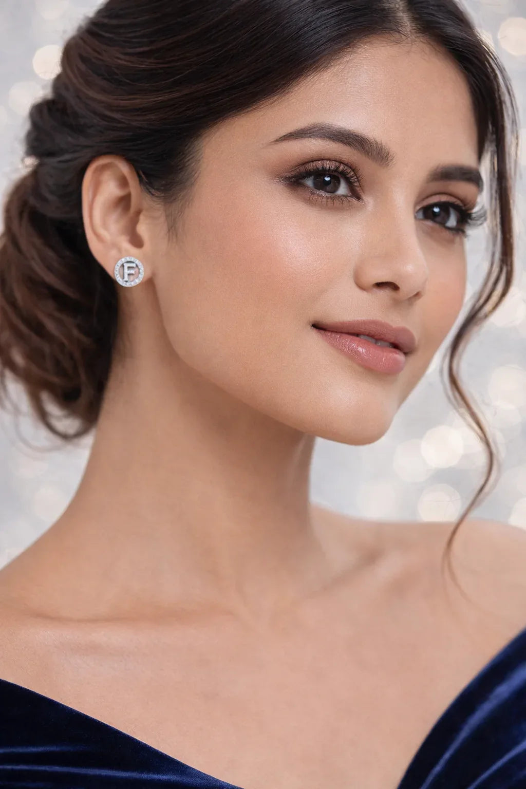 Brand inspired F Zirconia Stud Earrings - Miora
