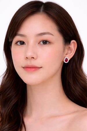 Ruby Halo Earrings - Miora
