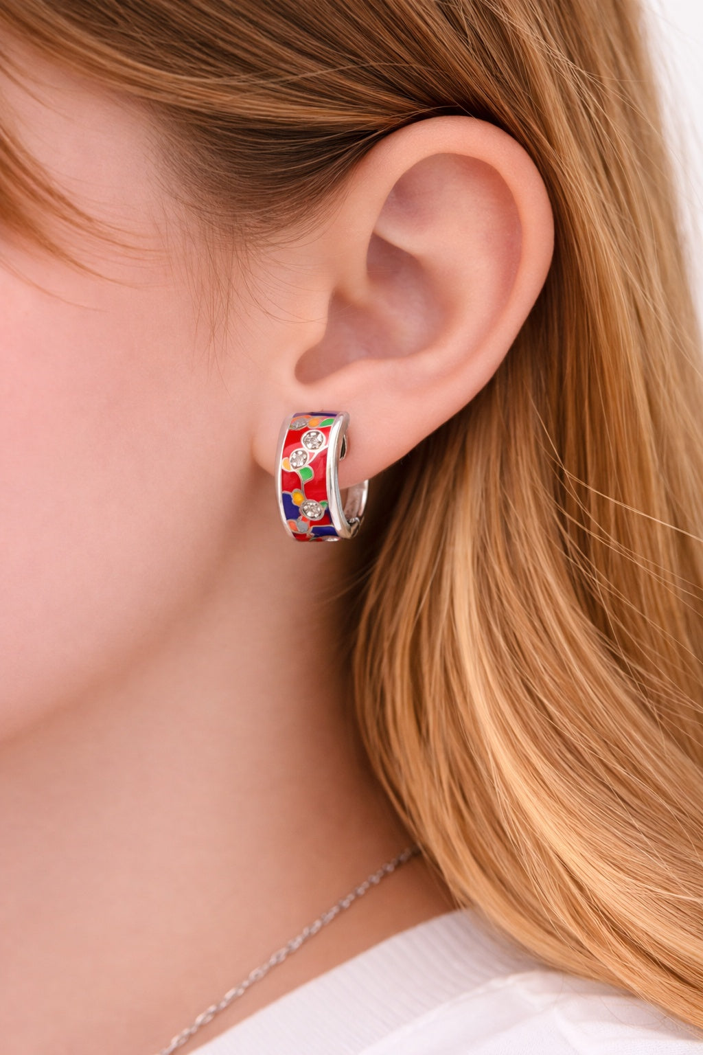 Red-Purple Enamel Studs