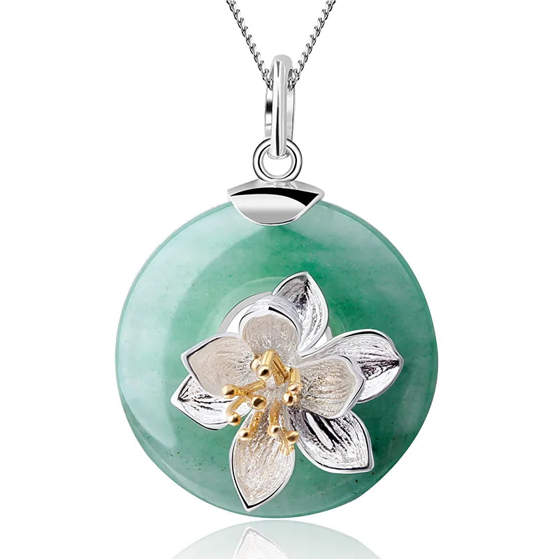 Floral Jade Pendant Necklace
