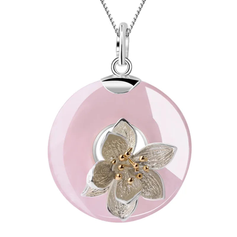 Floral Jade Pendant Necklace