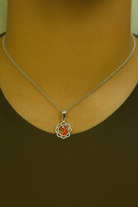 Sterling Silver Lotus Om Pendant