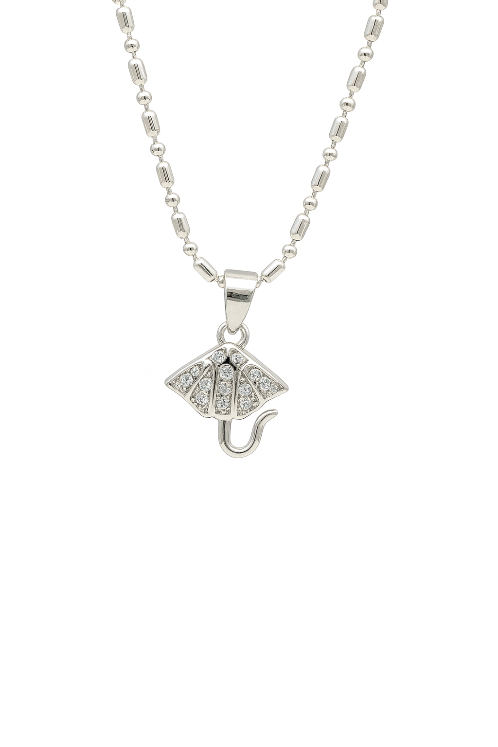 Umbrella Pendant Necklace | Zirconia-Studded Cute Charm | Everyday Minimal Style