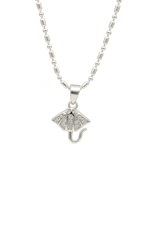 Umbrella Pendant Necklace | Zirconia-Studded Cute Charm | Everyday Minimal Style