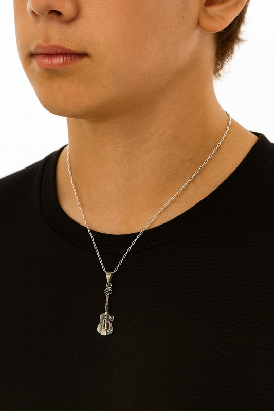 Guitar Pendant | Oxidized Finish | Music LoverÕs Jewelry for Men & Women