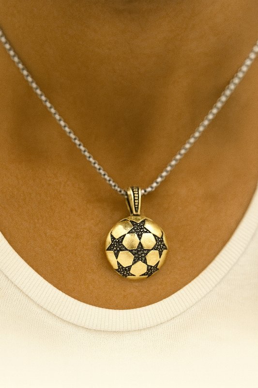 Star Soccer Ball Pendant Necklace | Sporty Unisex Pendant | Bold Modern Design for Everyday Style