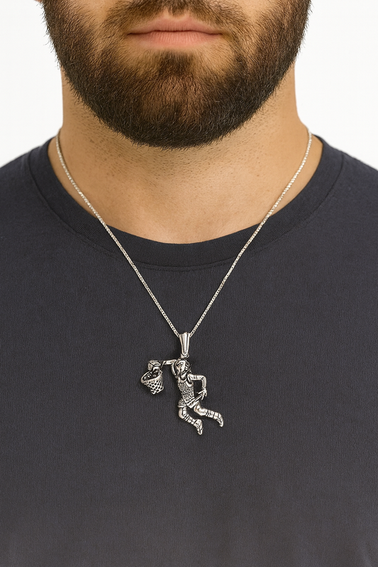 Basketball Player Pendant | Sports-Inspired Jewelry | Unisex Oxidized Finish