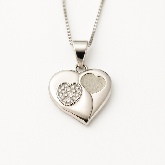 Twin Heart Pendant Necklace | Symbol of Love & Connection | Sparkling Dual Heart Design