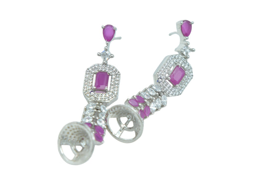 Royal Plum Radiance Jhumka Earrings with CZ